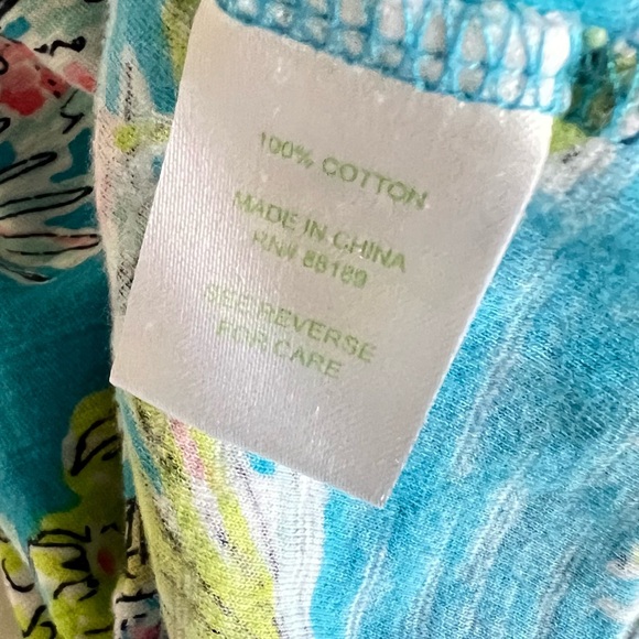 Lilly Pulitzer Jungle Glam Blue Toile Print Tropical Tee Top Size XS - Picture 12 of 12